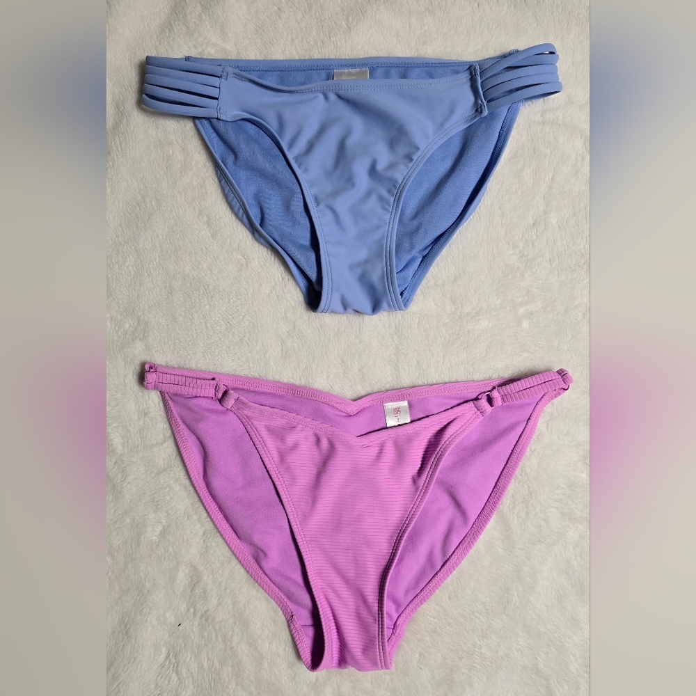 2 PC Lot NWOT Bikini Bottom Bundle Set Size Medium M 2pc Pink Blue Swimsuit NEW